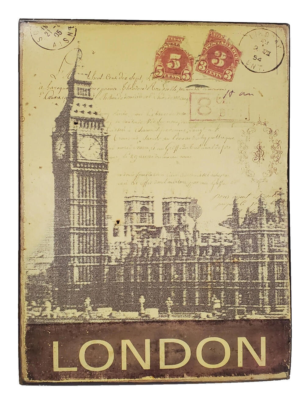 Vintage Looking London Stamp Metal Sign 12.5" x 13.75"